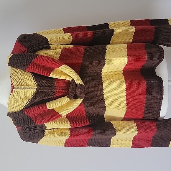 Next Era Juniors XL Striped Knitted V Neck Boho Hoodie Sweater - Picture 6 of 11